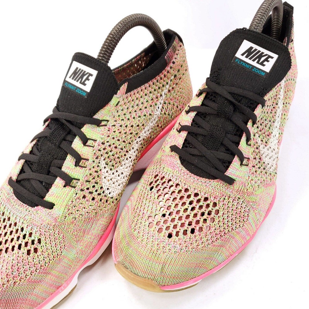 Nike Flyknit Zoom Athletic Running Shoe Womens Size 8.5 698616-301 Pink White - Picture 8 of 9